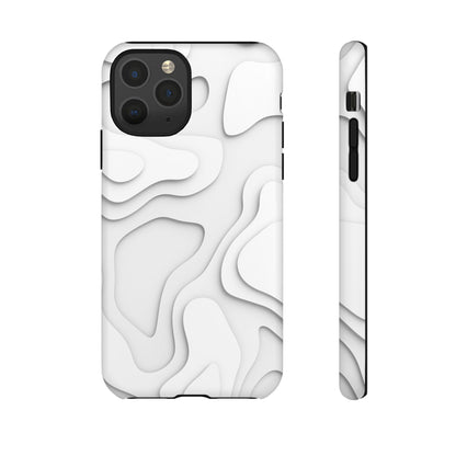 White 3D Topographic Wave Tough Phone Case