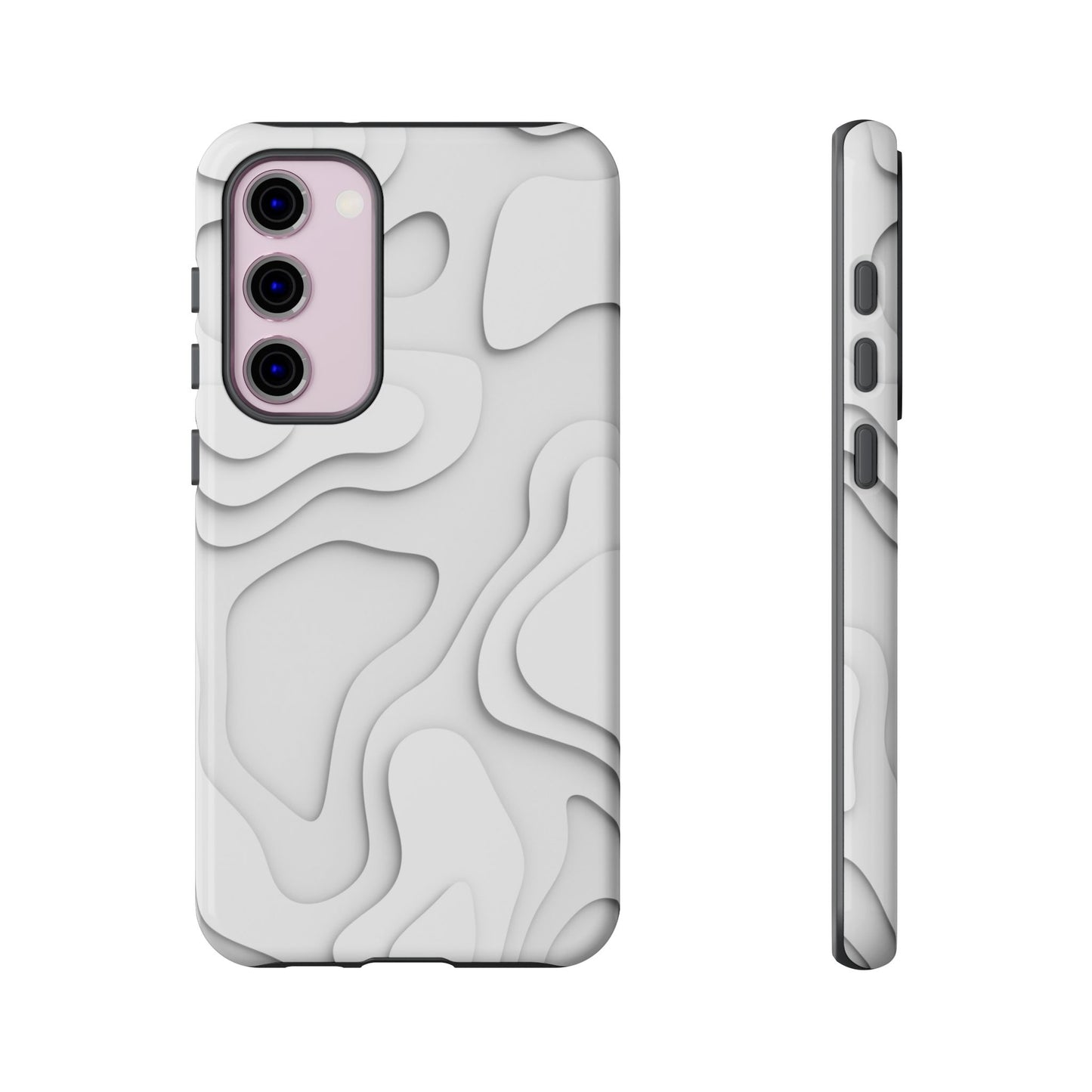 White 3D Topographic Wave Tough Phone Case