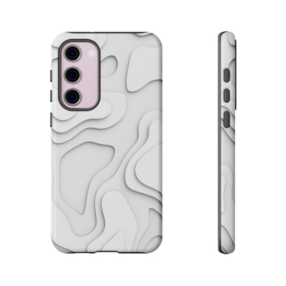 White 3D Topographic Wave Tough Phone Case