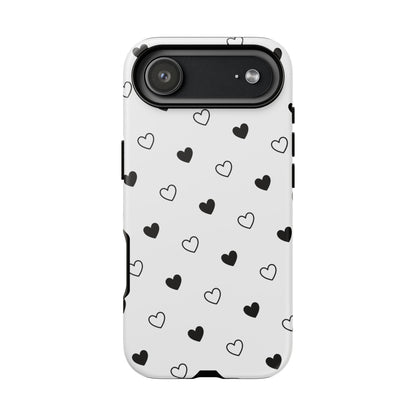 Black Hearts Minimal Tough Phone Case
