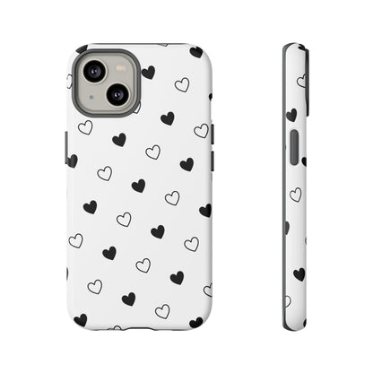Black Hearts Minimal Tough Phone Case