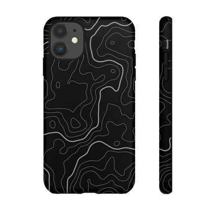 Black Topographic Tough Phone Case