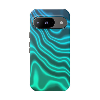 Teal Glow Wave Tough Phone Case