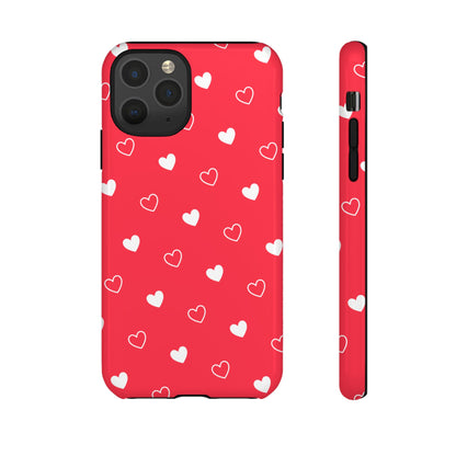 Cherry Red Heart Pattern Tough Phone Case
