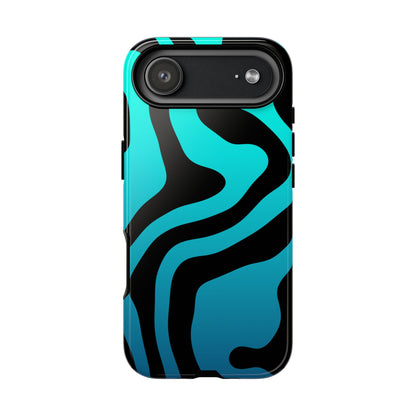 Black Aqua Wave Tough Phone Case