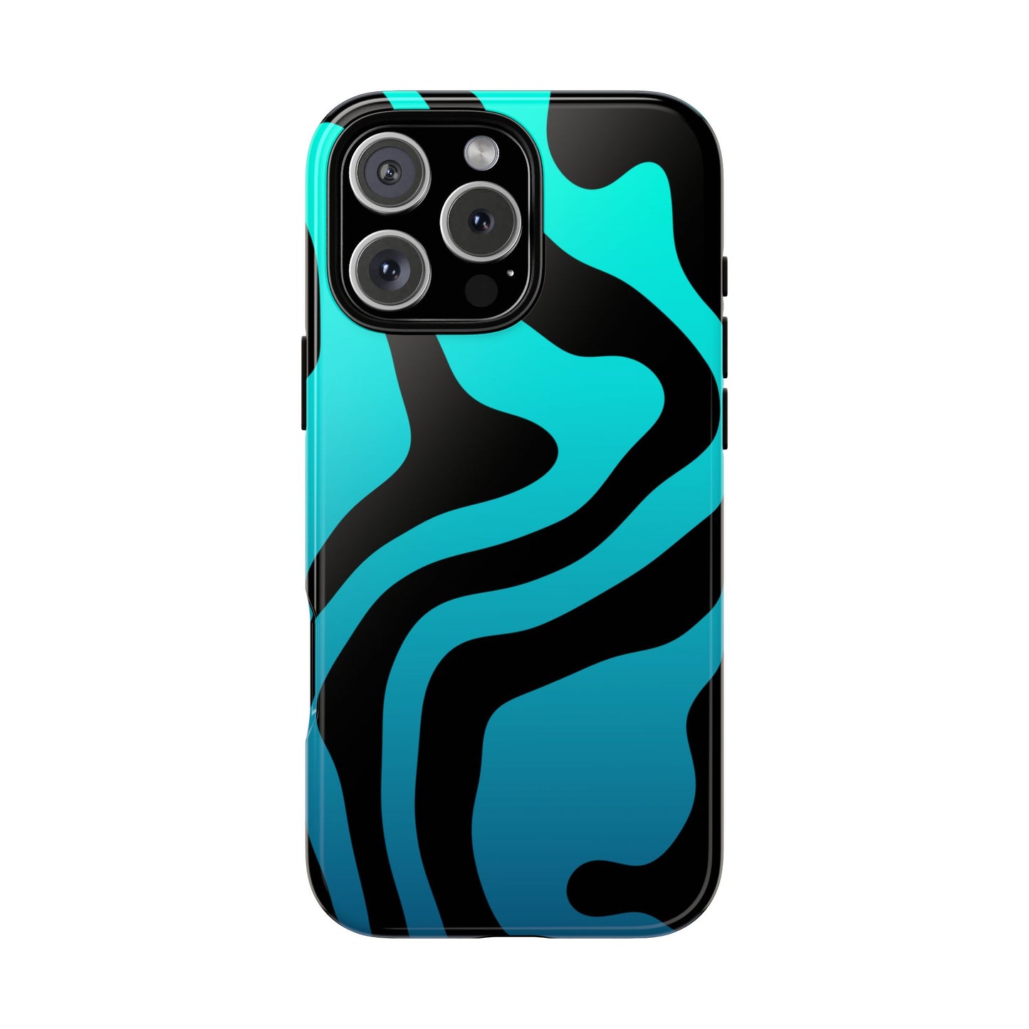 Black Aqua Wave Tough Phone Case