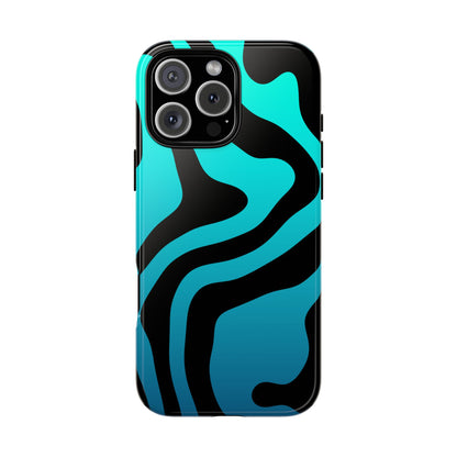 Black Aqua Wave Tough Phone Case