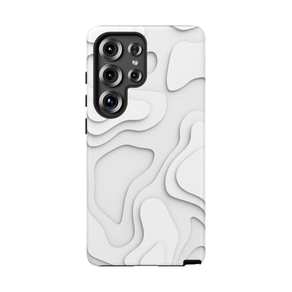 White 3D Topographic Wave Tough Phone Case