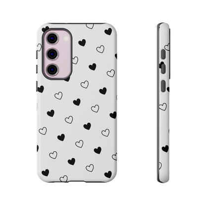 Black Hearts Minimal Tough Phone Case