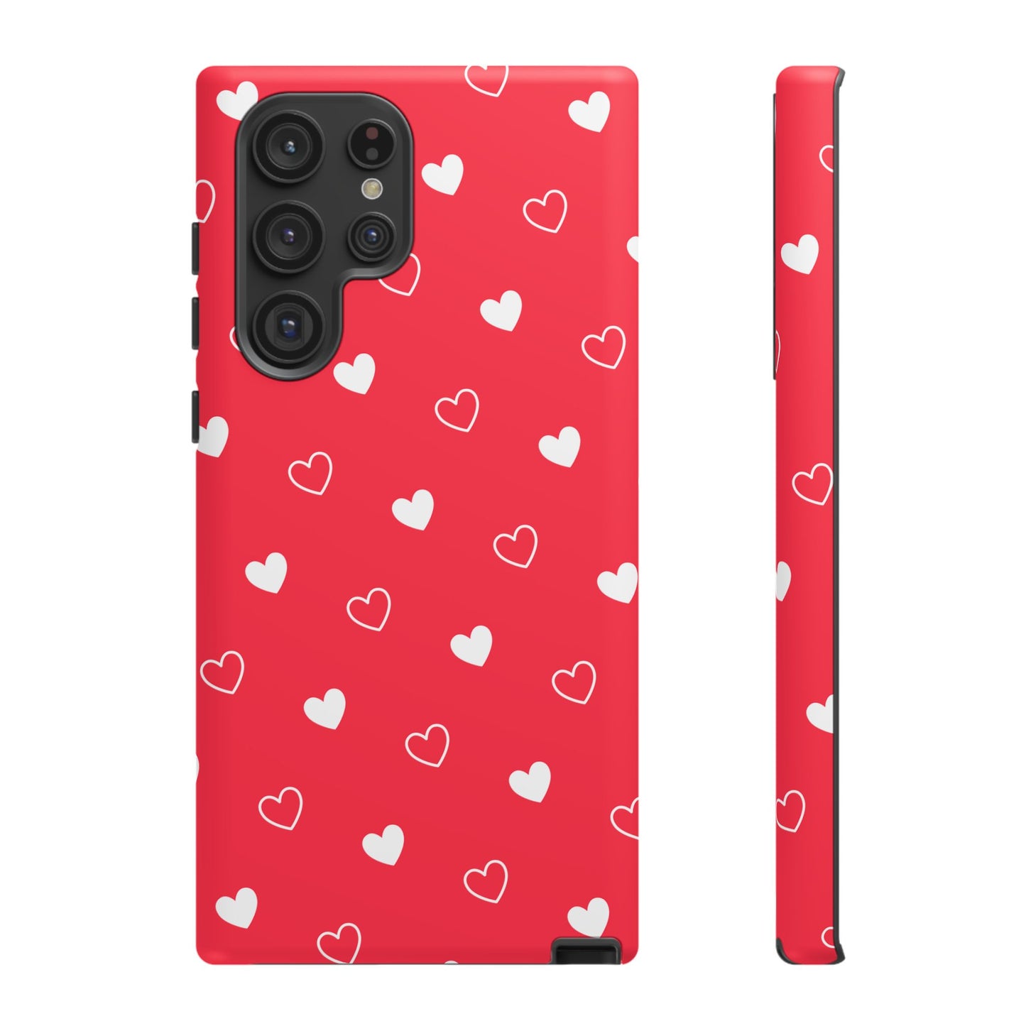 Cherry Red Heart Pattern Tough Phone Case