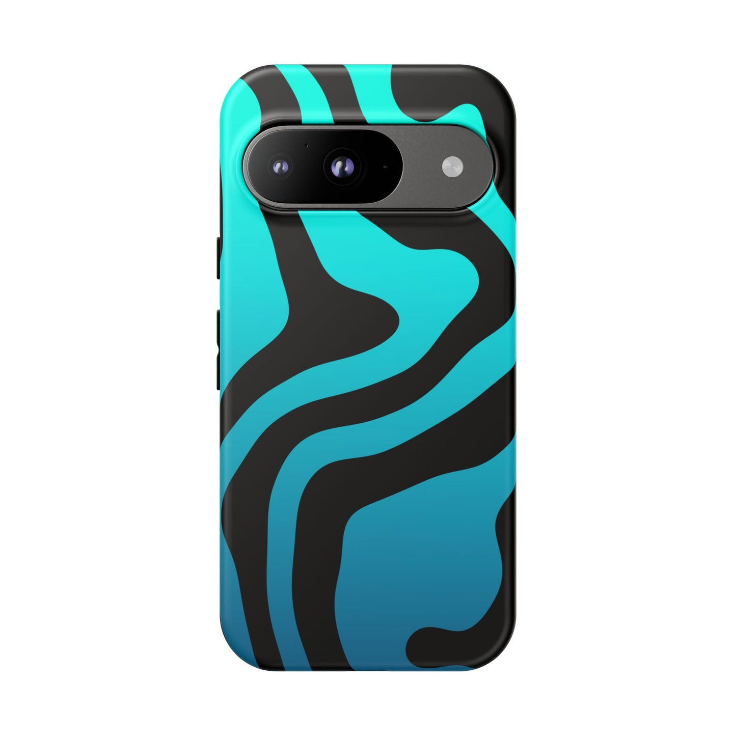 Black Aqua Wave Tough Phone Case