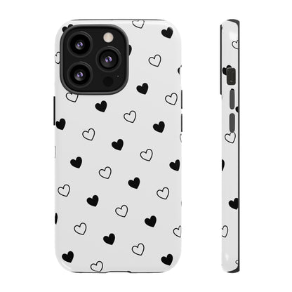 Black Hearts Minimal Tough Phone Case
