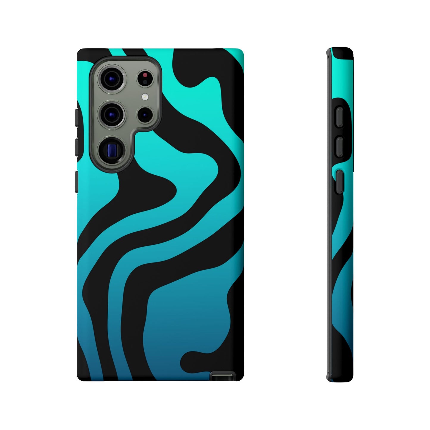 Black Aqua Wave Tough Phone Case