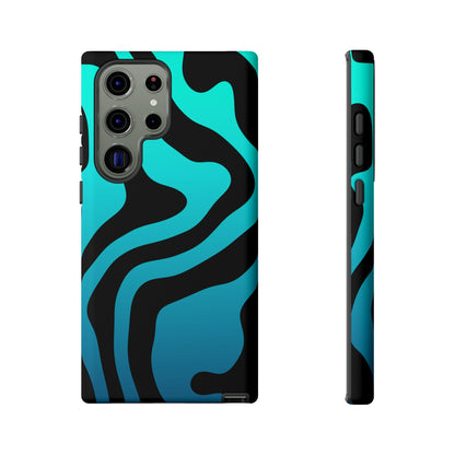 Black Aqua Wave Tough Phone Case