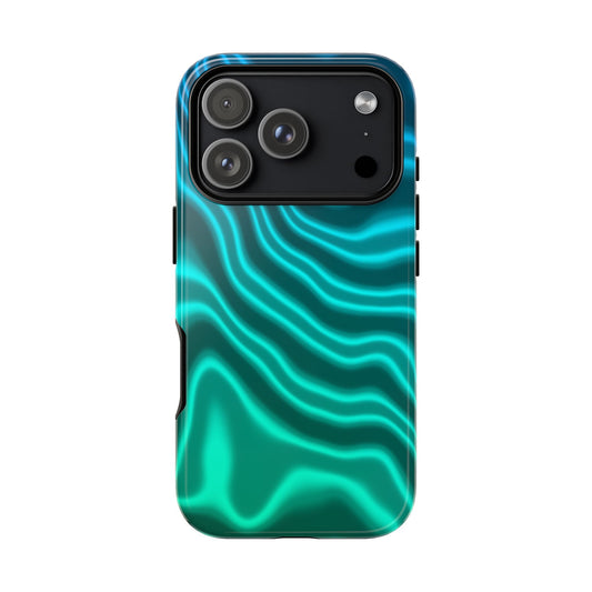 Teal Glow Wave Tough Phone Case