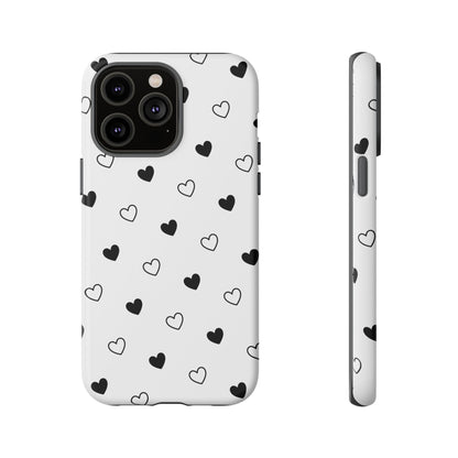 Black Hearts Minimal Tough Phone Case