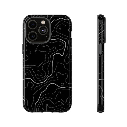 Black Topographic Tough Phone Case