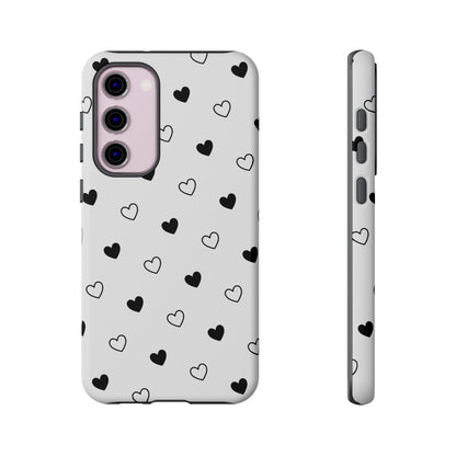 Black Hearts Minimal Tough Phone Case