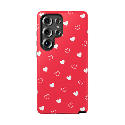 Cherry Red Heart Pattern Tough Phone Case