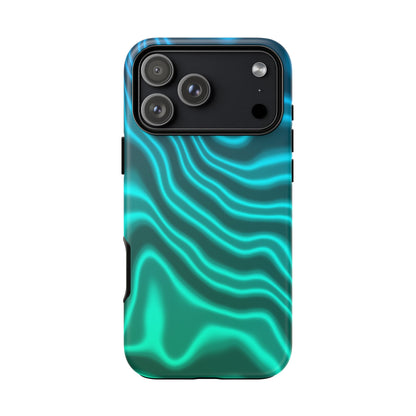 Teal Glow Wave Tough Phone Case