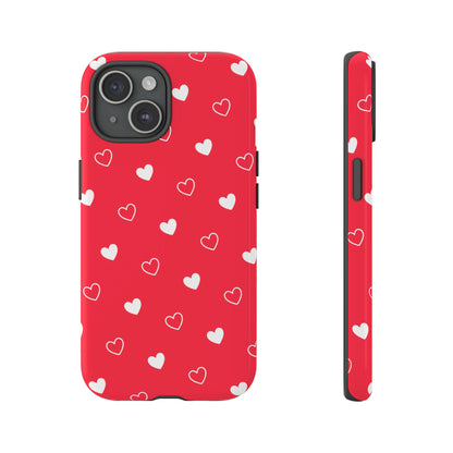 Cherry Red Heart Pattern Tough Phone Case