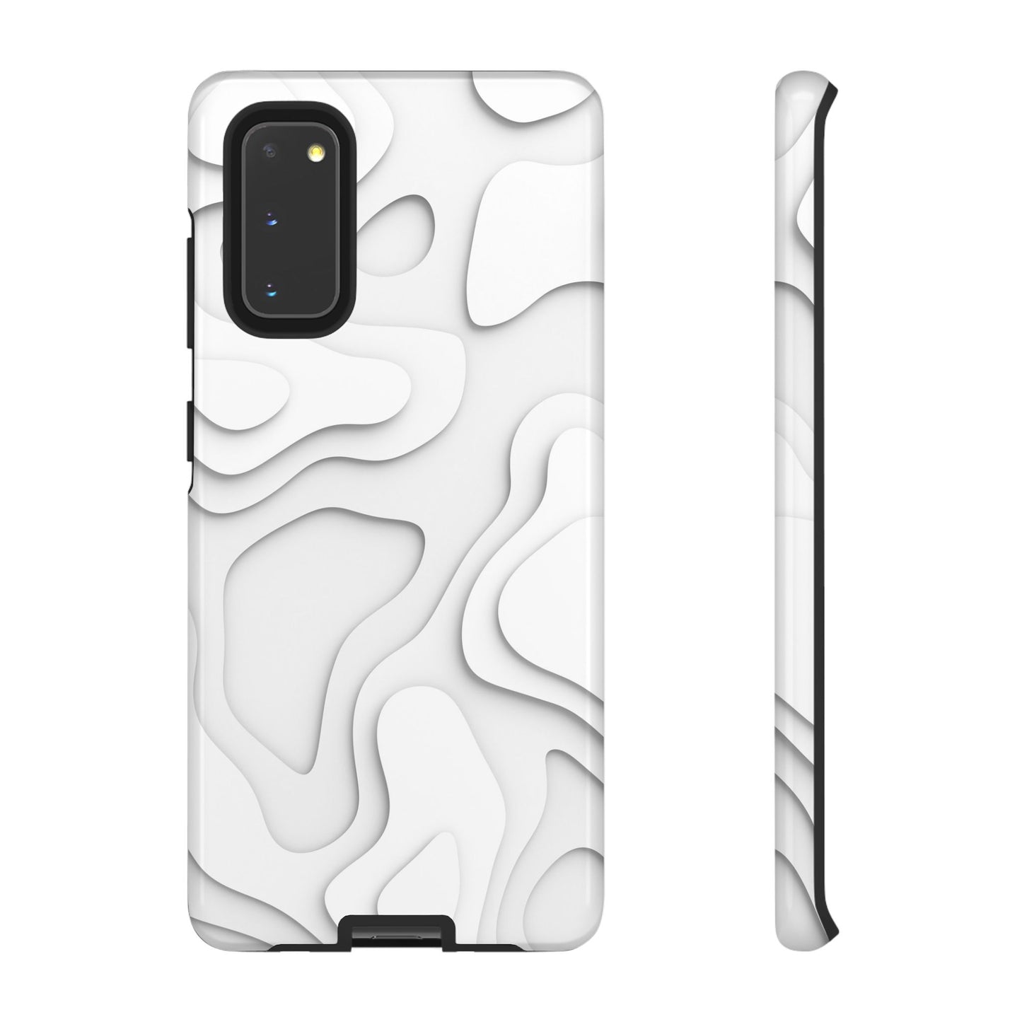 White 3D Topographic Wave Tough Phone Case