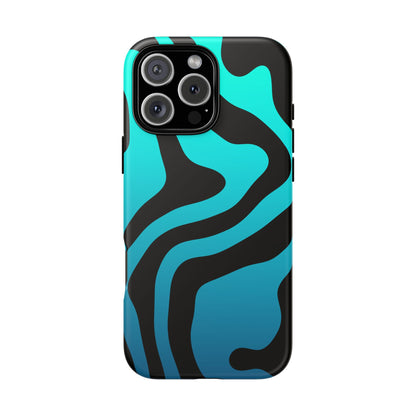 Black Aqua Wave Tough Phone Case