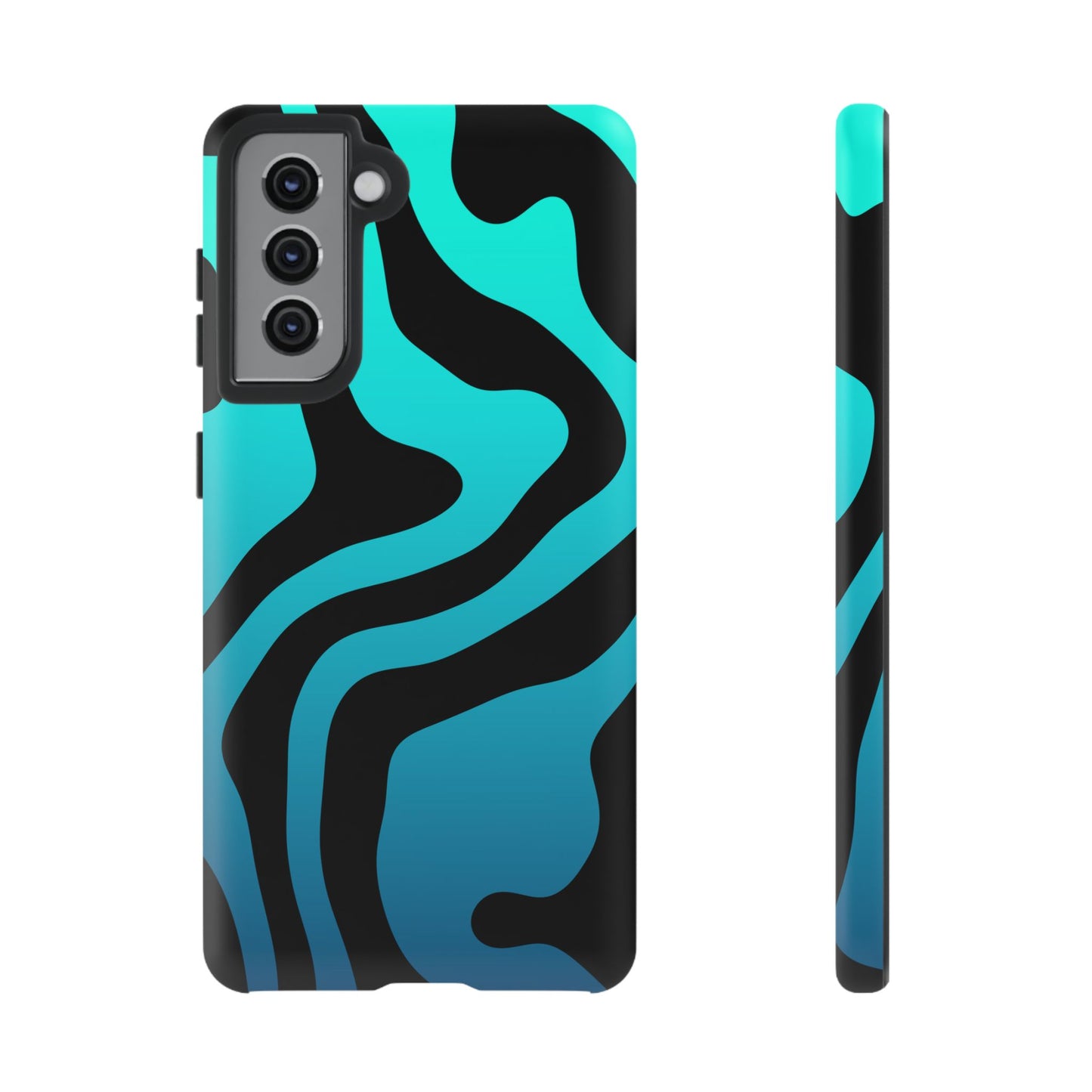 Black Aqua Wave Tough Phone Case