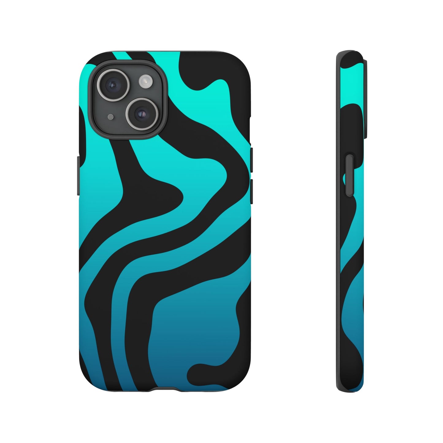 Black Aqua Wave Tough Phone Case