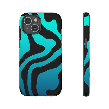 Black Aqua Wave Tough Phone Case
