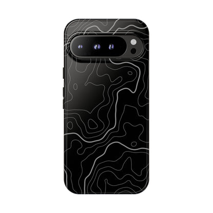 Black Topographic Tough Phone Case