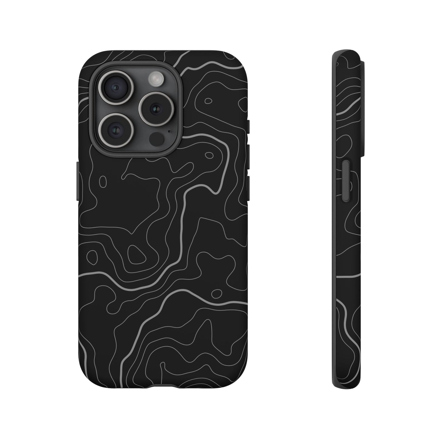 Black Topographic Tough Phone Case