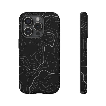 Black Topographic Tough Phone Case