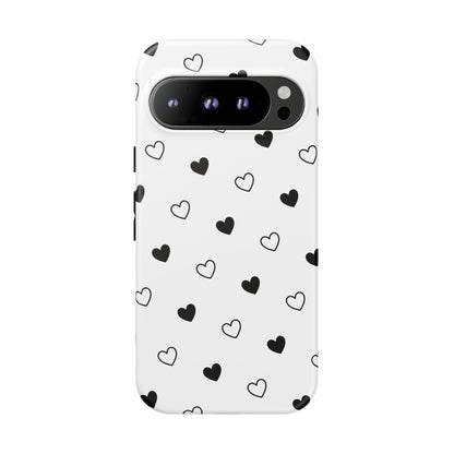 Black Hearts Minimal Tough Phone Case