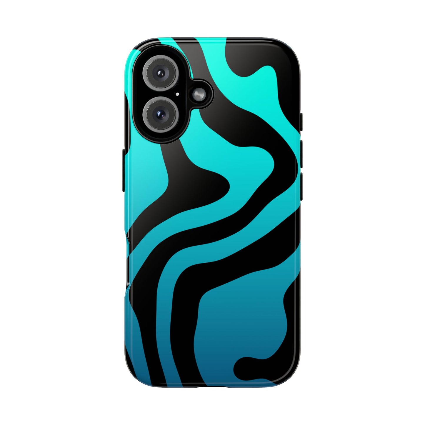 Black Aqua Wave Tough Phone Case