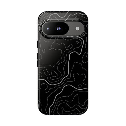 Black Topographic Tough Phone Case