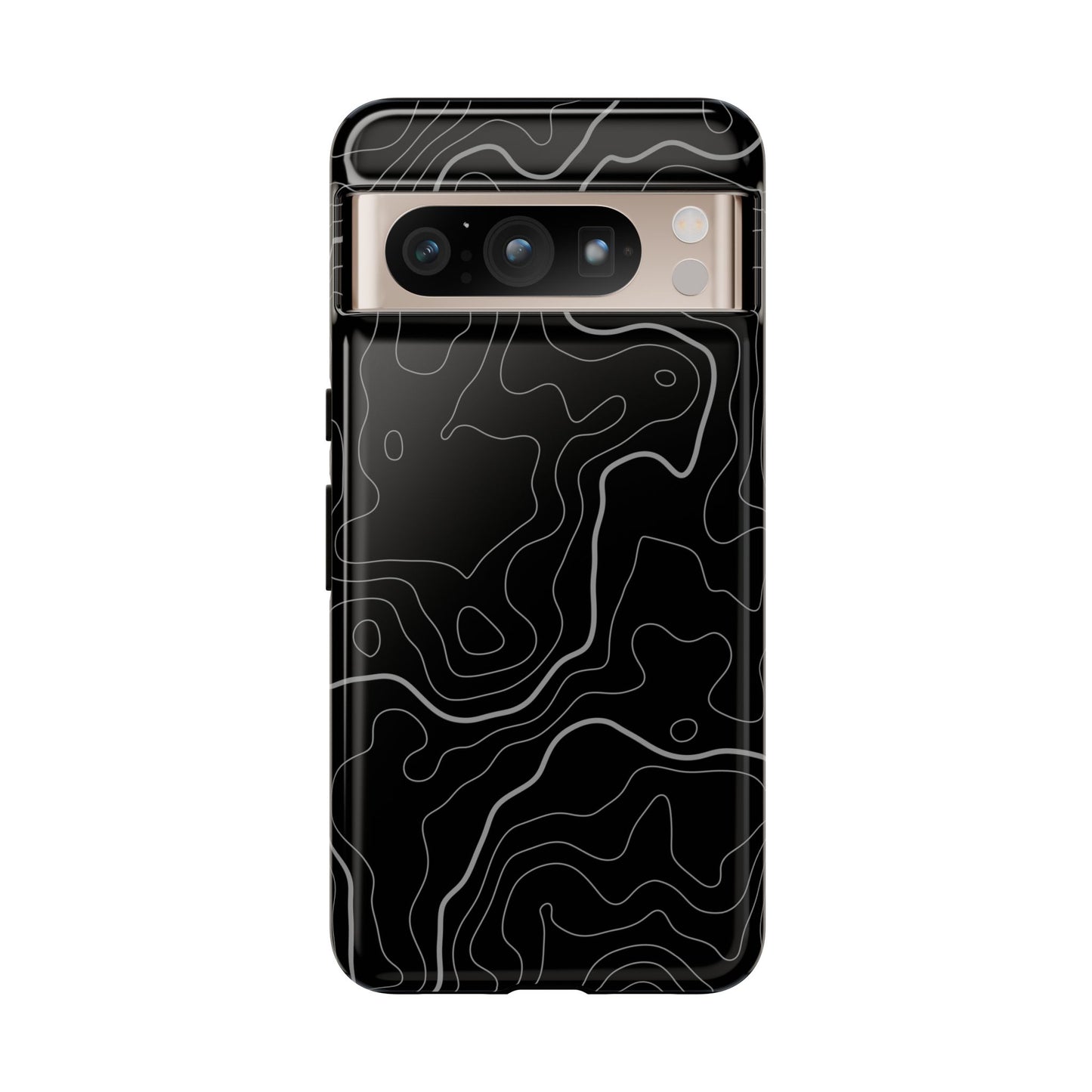 Black Topographic Tough Phone Case