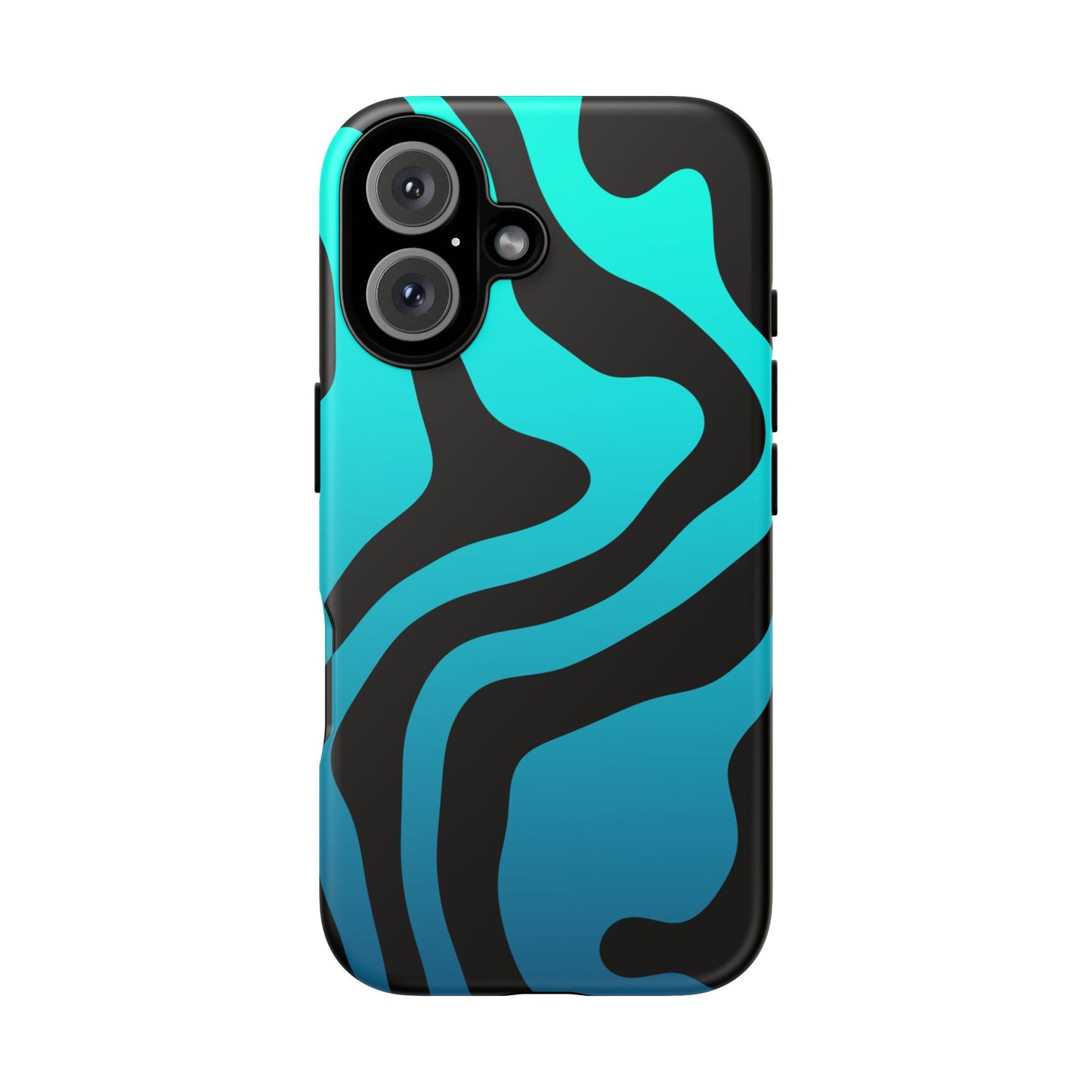 Black Aqua Wave Tough Phone Case