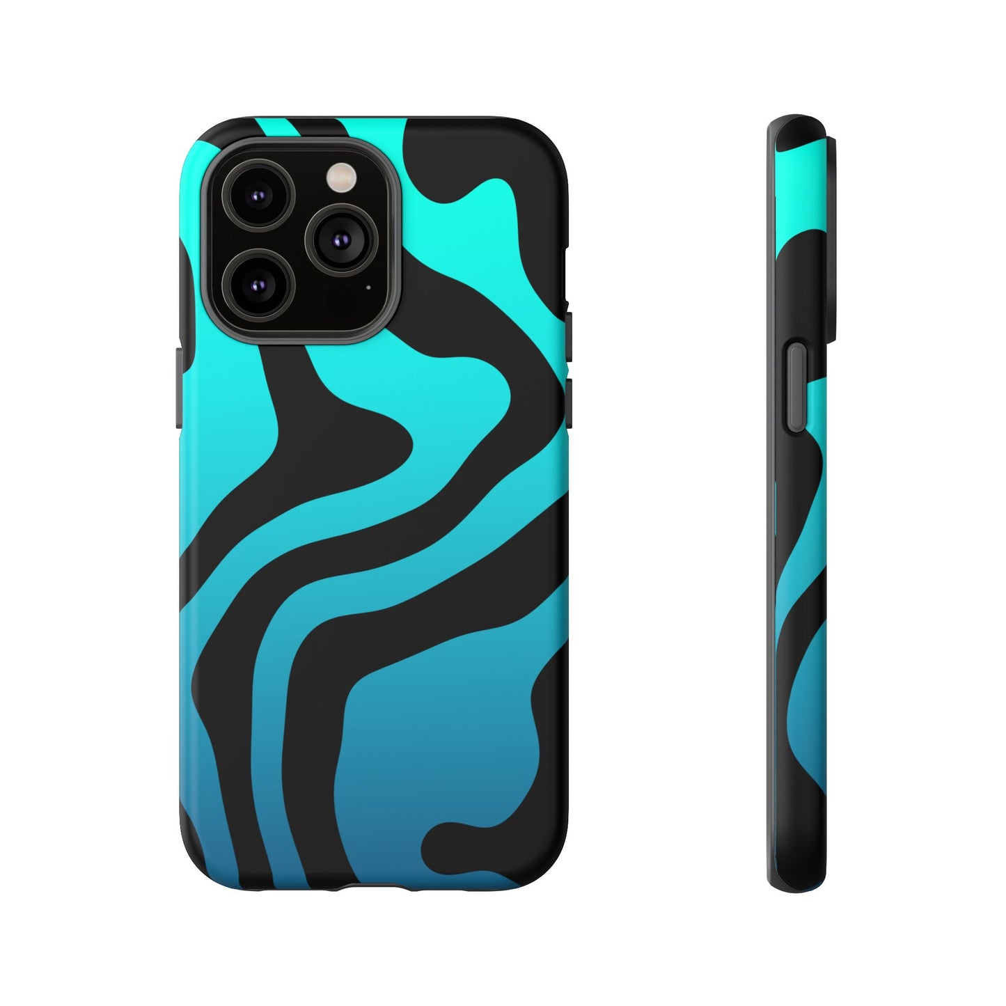 Black Aqua Wave Tough Phone Case