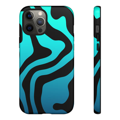 Black Aqua Wave Tough Phone Case