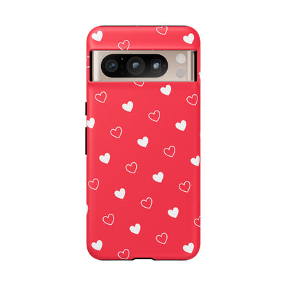 Cherry Red Heart Pattern Tough Phone Case