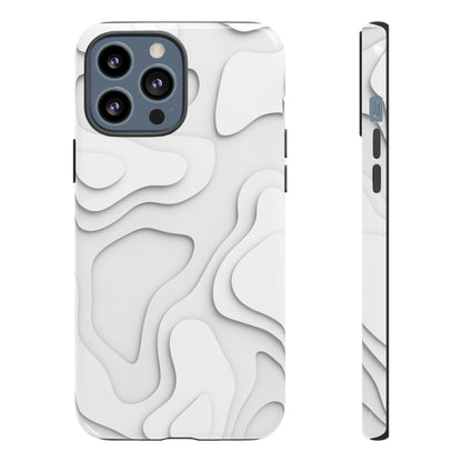 White 3D Topographic Wave Tough Phone Case