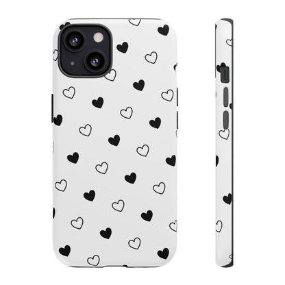 Black Hearts Minimal Tough Phone Case