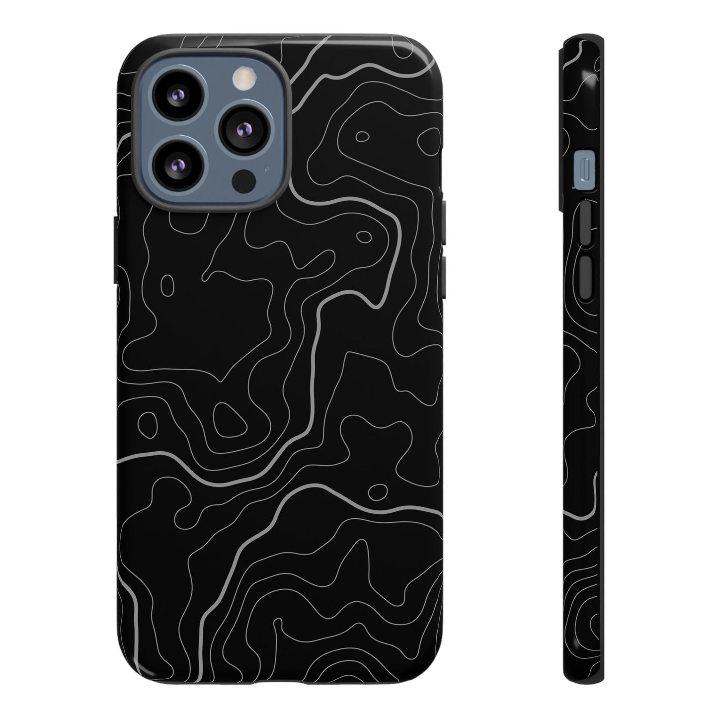 Black Topographic Tough Phone Case
