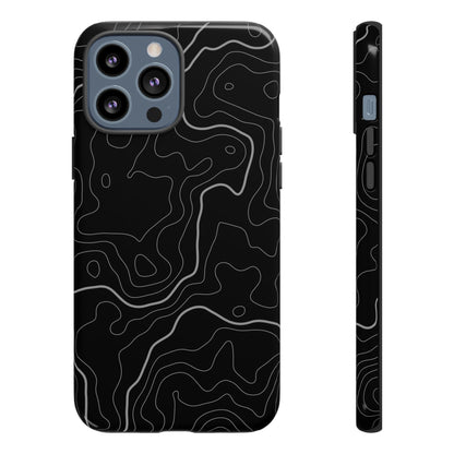 Black Topographic Tough Phone Case