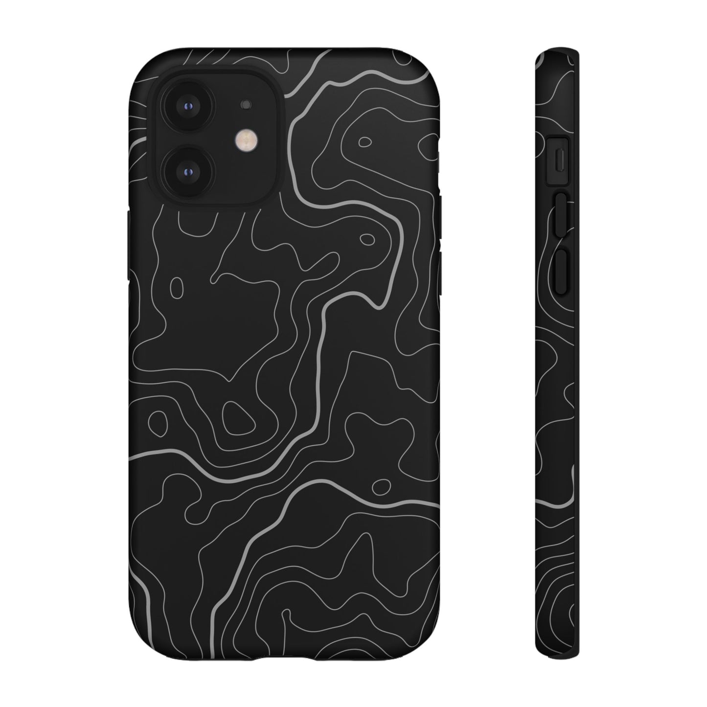 Black Topographic Tough Phone Case
