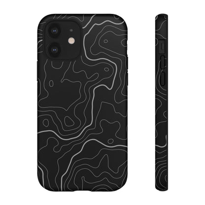 Black Topographic Tough Phone Case