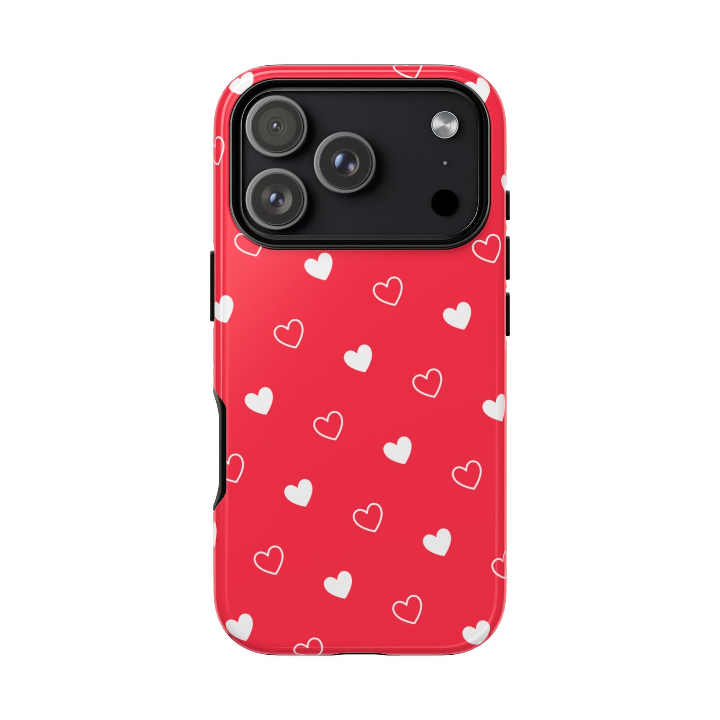 Cherry Red Heart Pattern Tough Phone Case