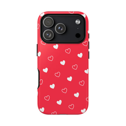 Cherry Red Heart Pattern Tough Phone Case