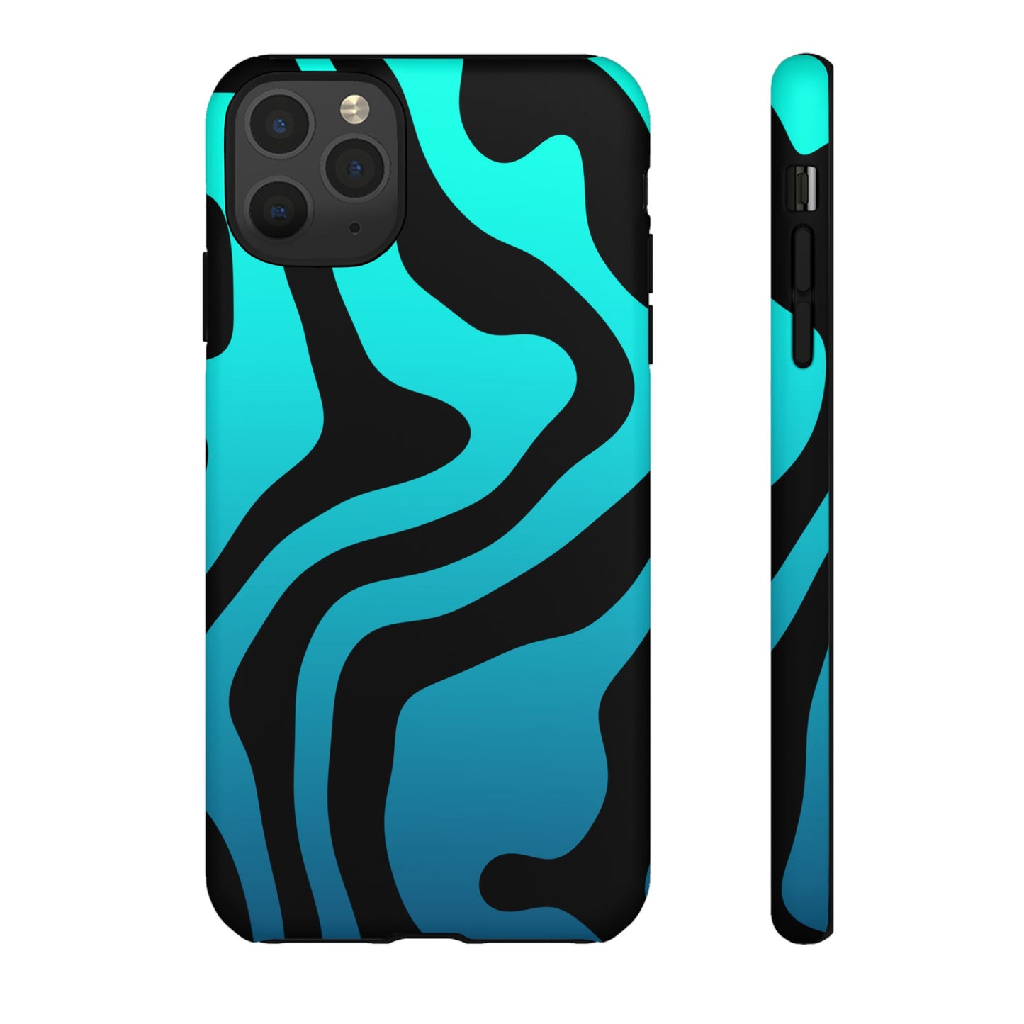 Black Aqua Wave Tough Phone Case